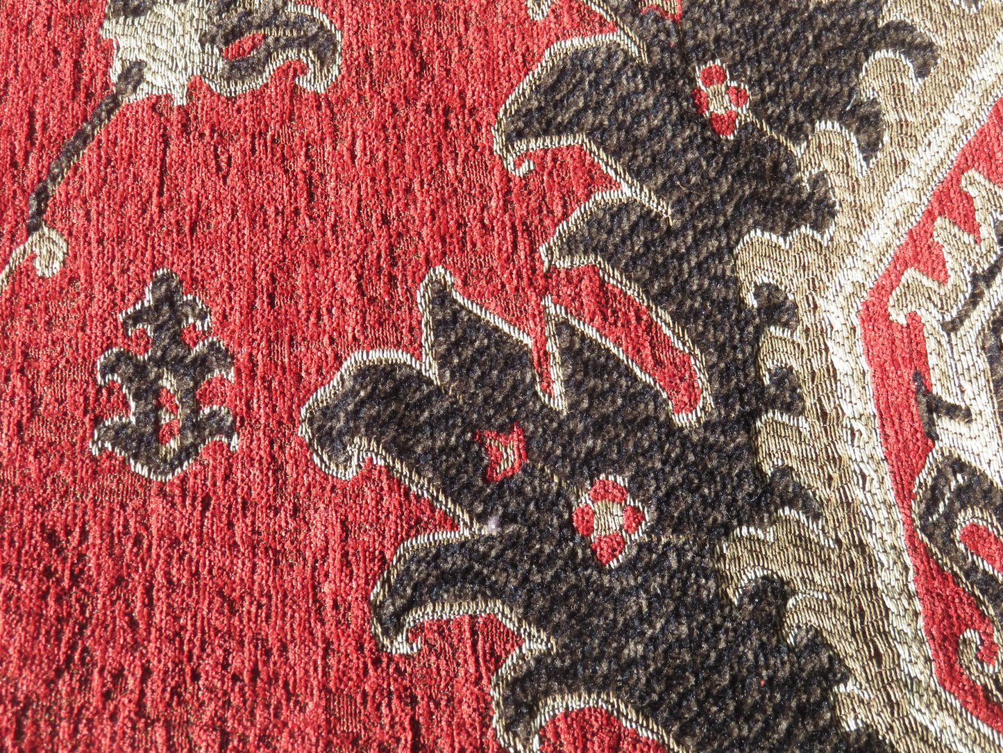 Red, Black and Tan Tribal Pattern Chenille Pillow Cover