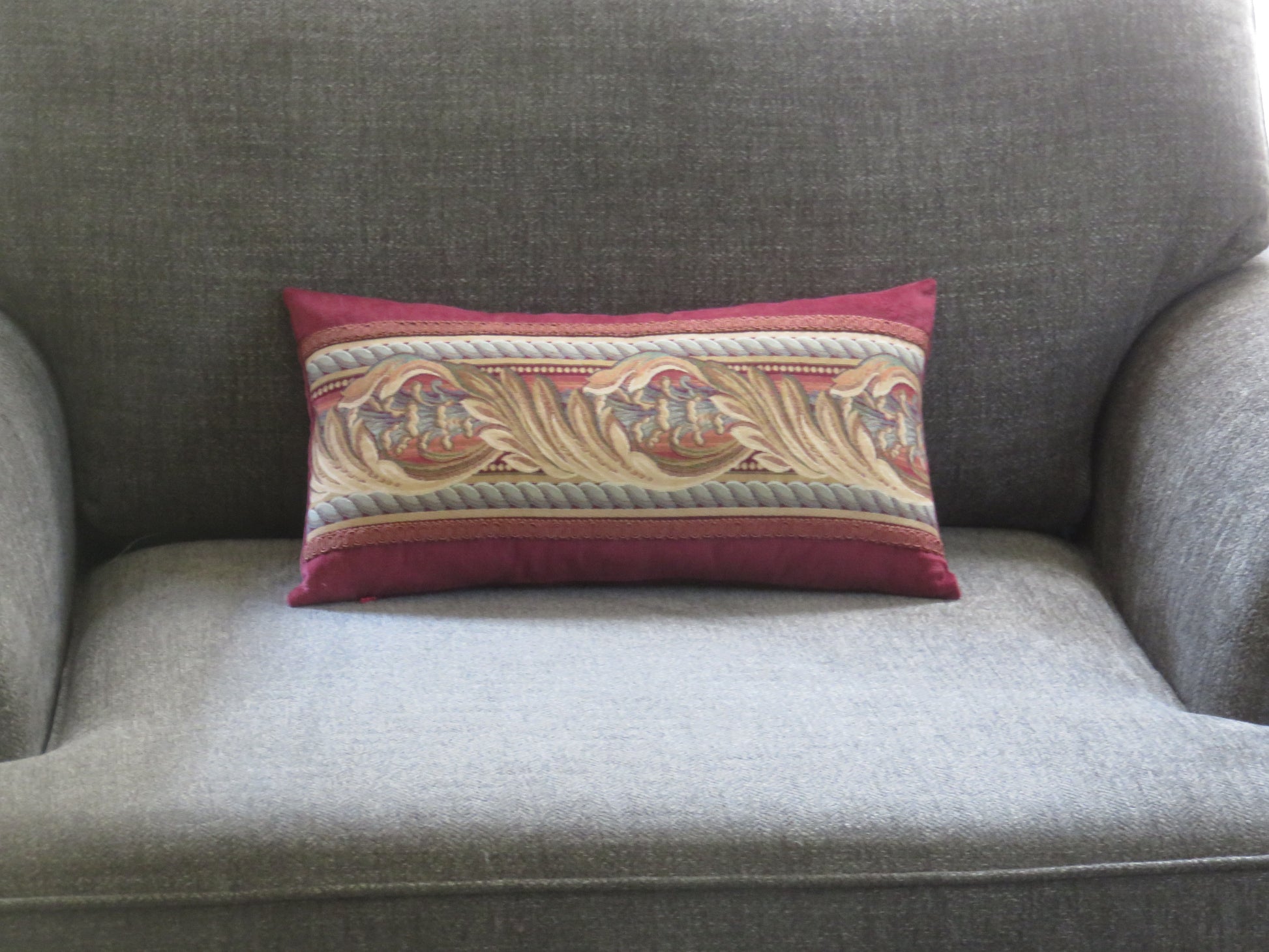 rose red acanthus tapestry lumbar pillow cover