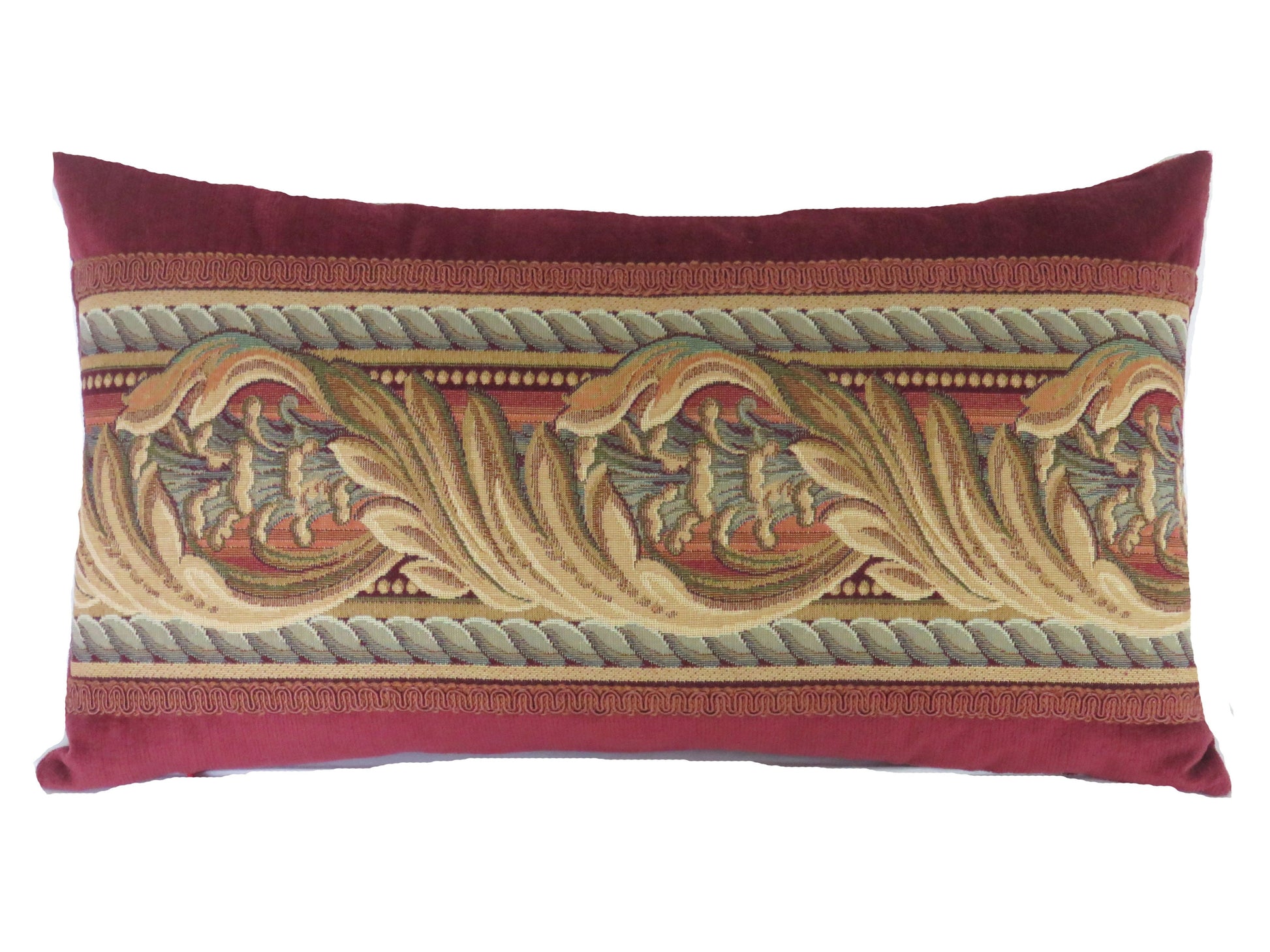 rose red acanthus tapestry lumbar pillow cover