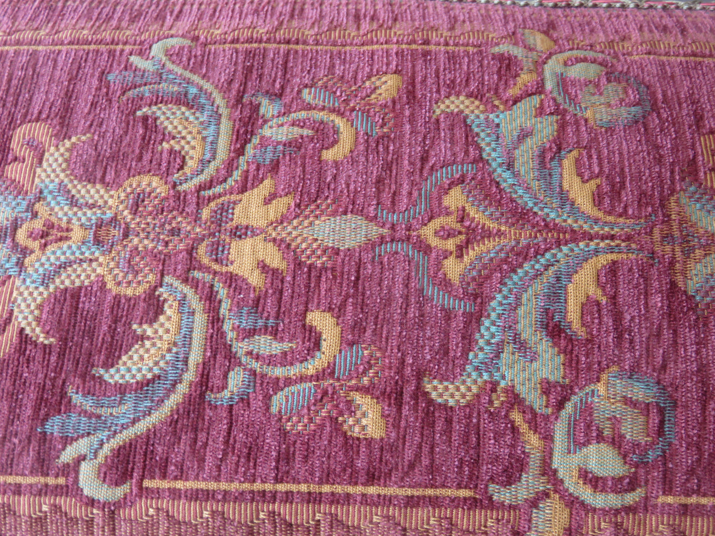 faded rose red chenille tapestry pillow cover in a lumbar shape