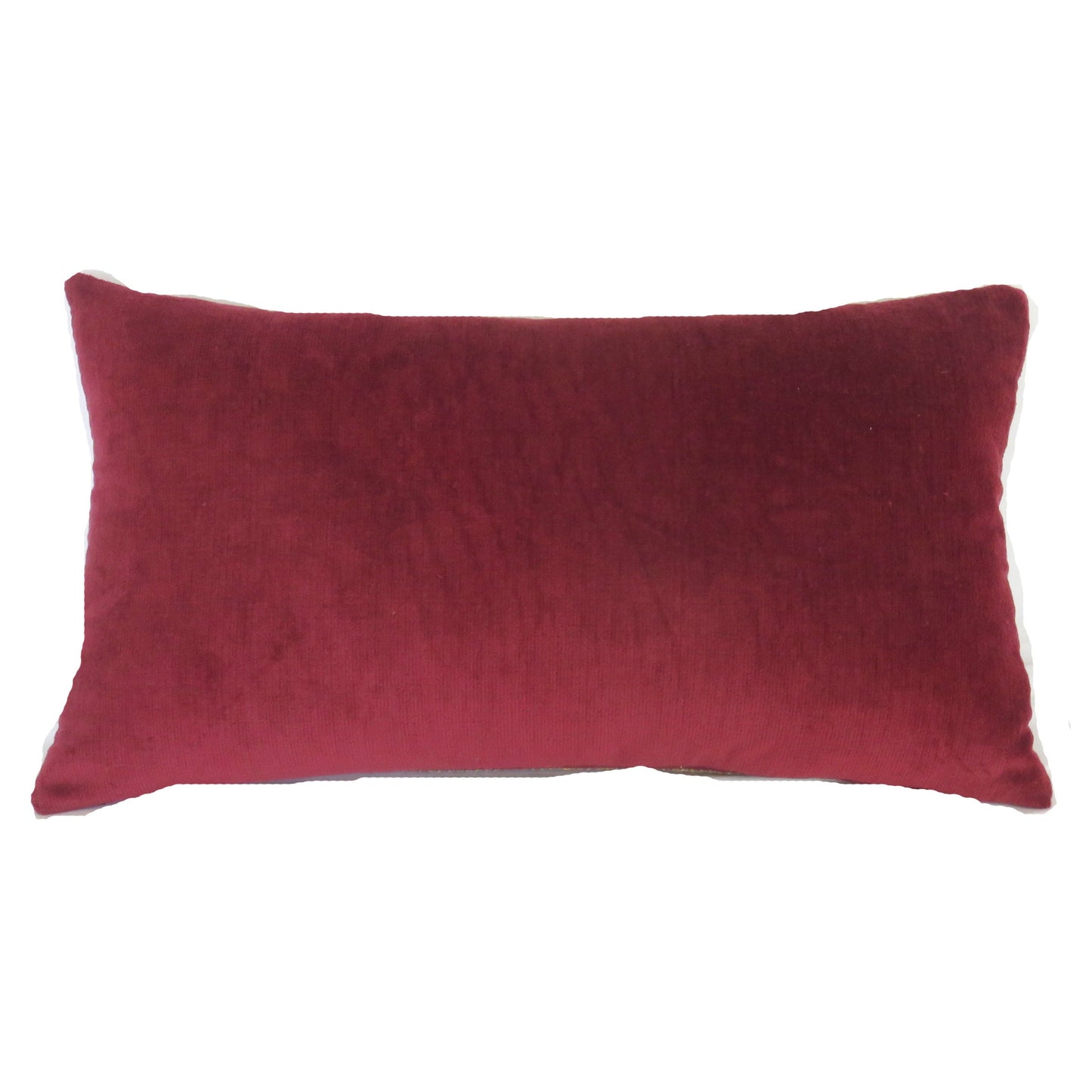 faded rose red chenille tapestry pillow cover in a lumbar shape