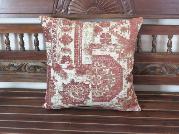 rust beige gold medallion kilim motif pillow cover