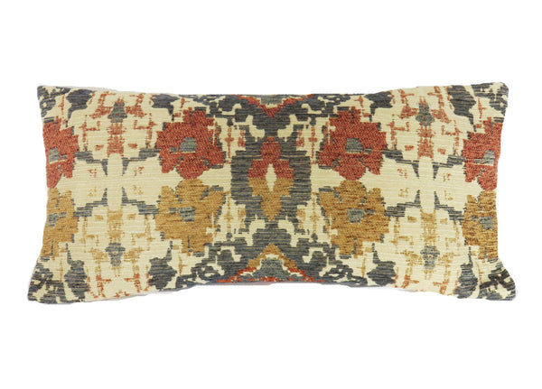 rust gold blue lumbar pillow cover in 11x23" size