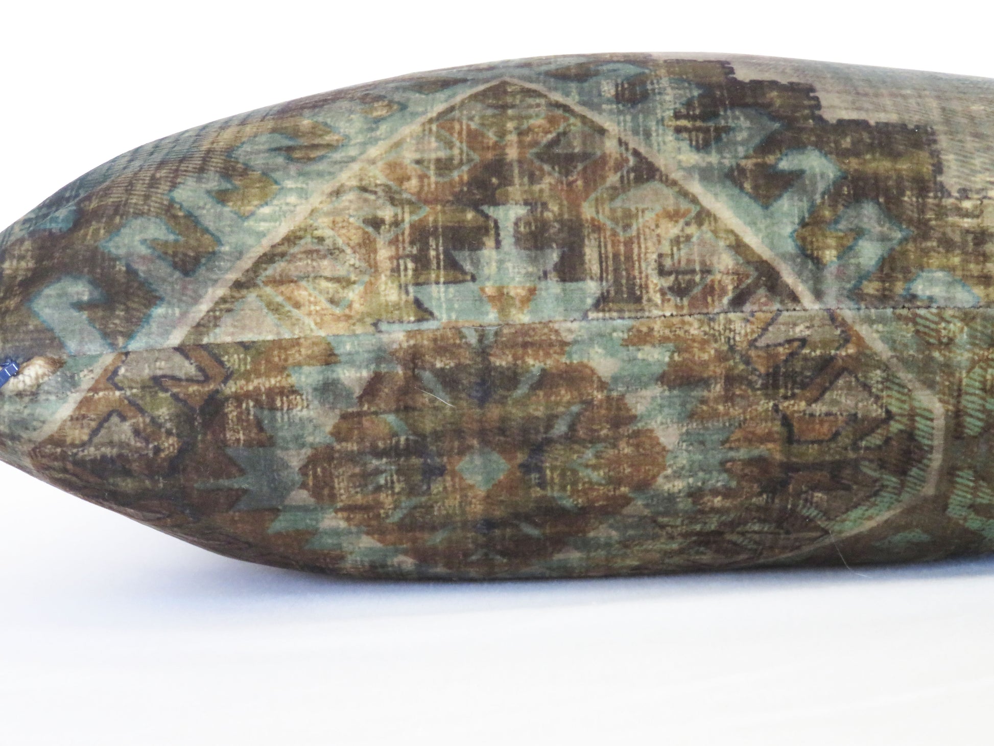 teal and brown southwest geometric pillow cover