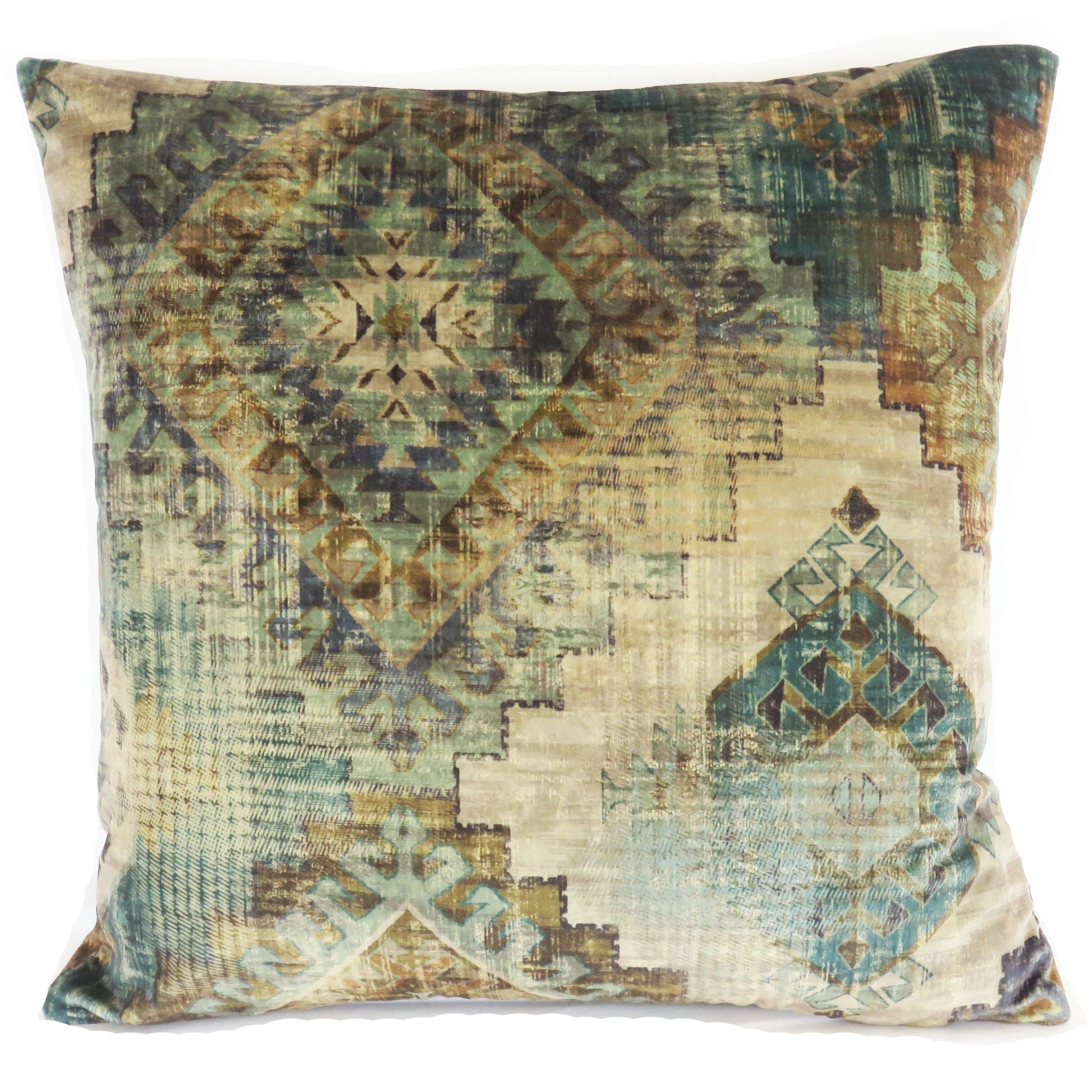 teal and brown southwest geometric pillow cover