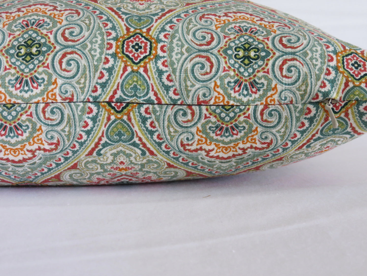 teal and orange ogee medallion pillow cover