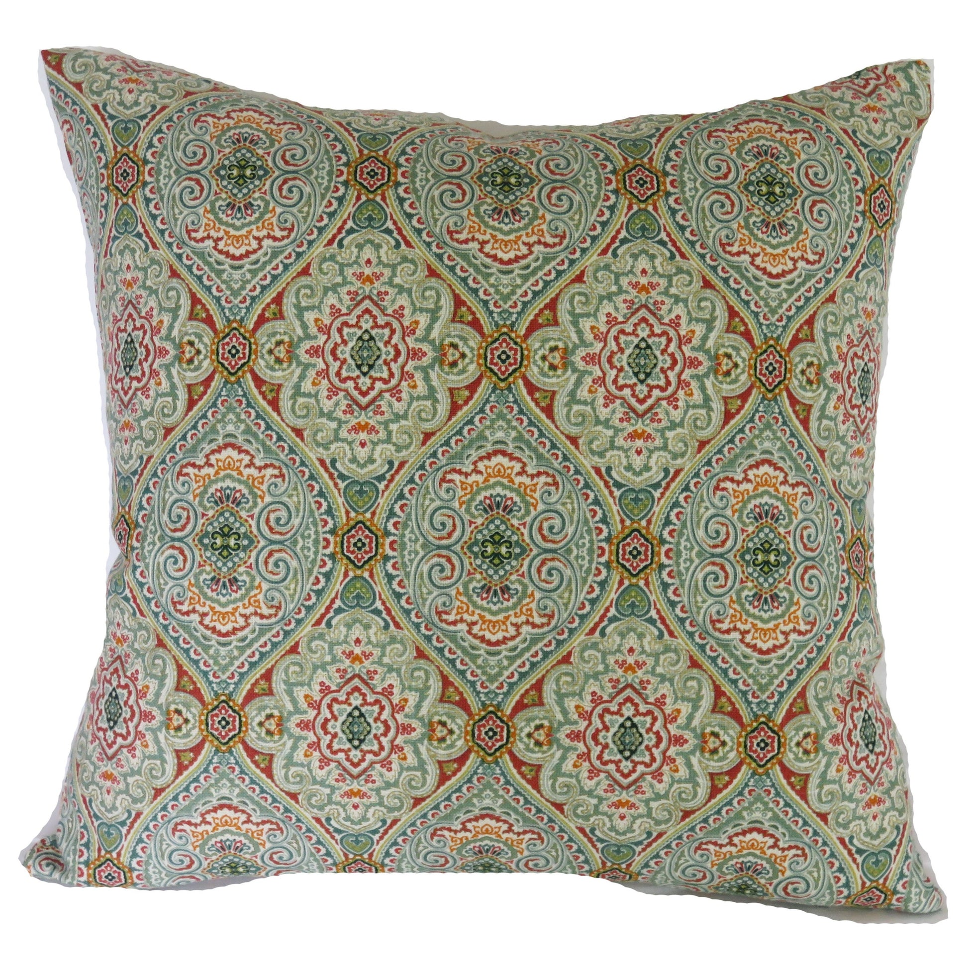 teal and orange ogee medallion pillow cover