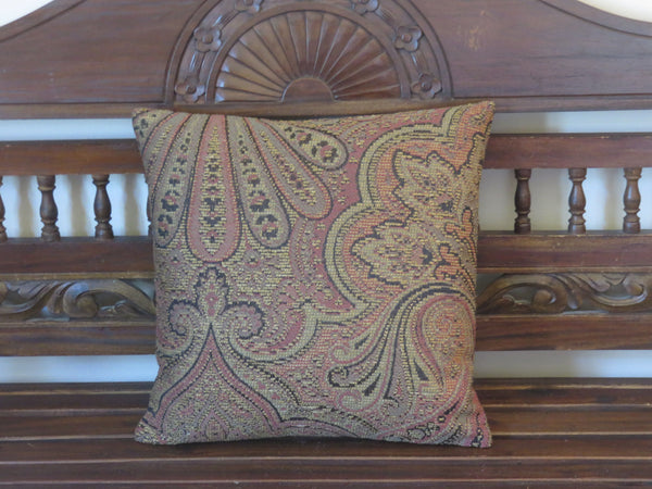 terracotta and taupe chunky large scale paisley pattern pillow cover