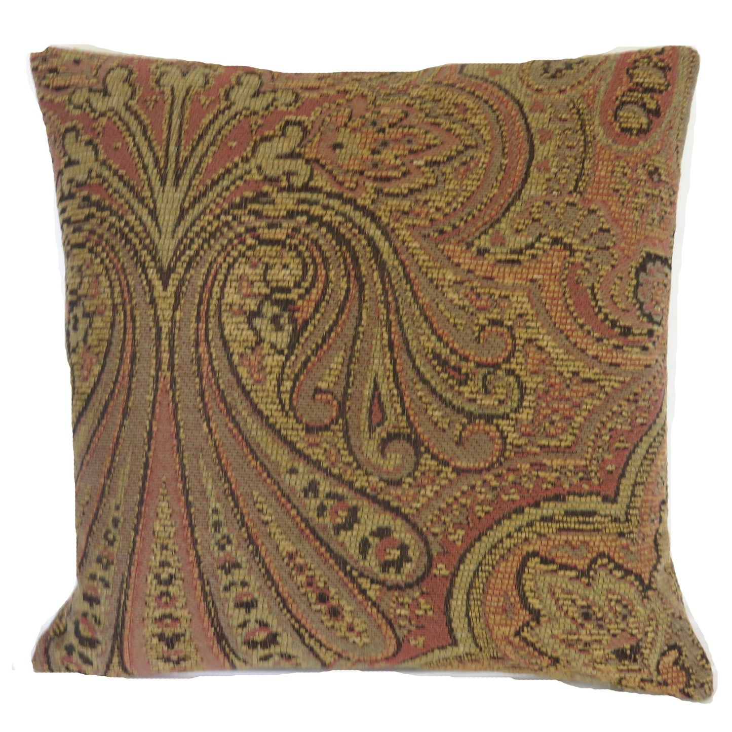 terracotta and taupe chunky large scale paisley pattern pillow cover