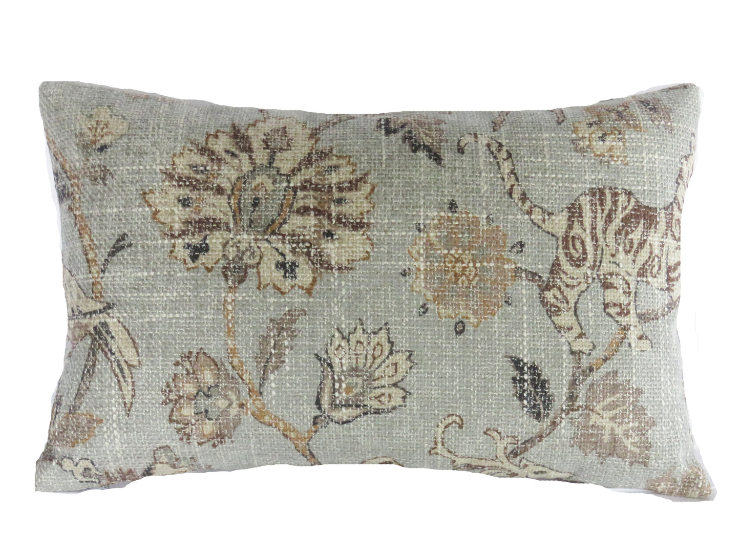 Blue Grey Safari Animals Lumbar Pillow Cover, 11x17" PK Lifestyles Fabric in Moonstone