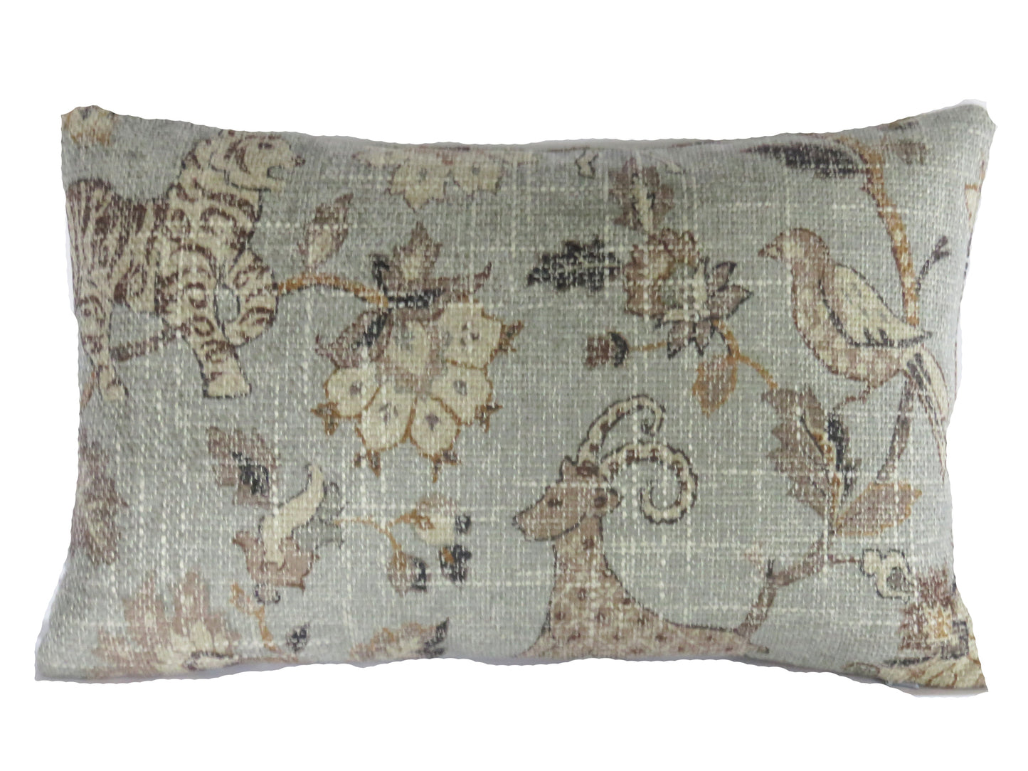 Blue Grey Safari Animals Lumbar Pillow Cover, 11x17" PK Lifestyles Fabric in Moonstone