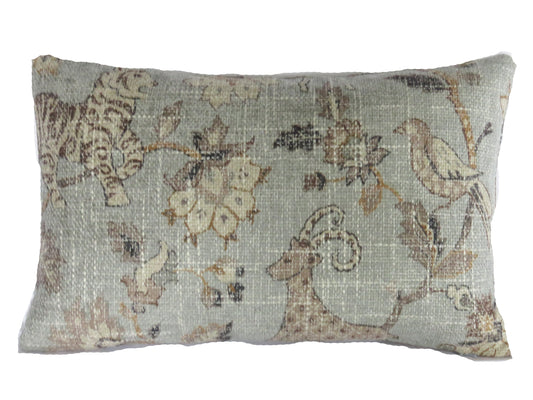 Blue Grey Safari Animals Lumbar Pillow Cover, 11x17" PK Lifestyles Fabric in Moonstone