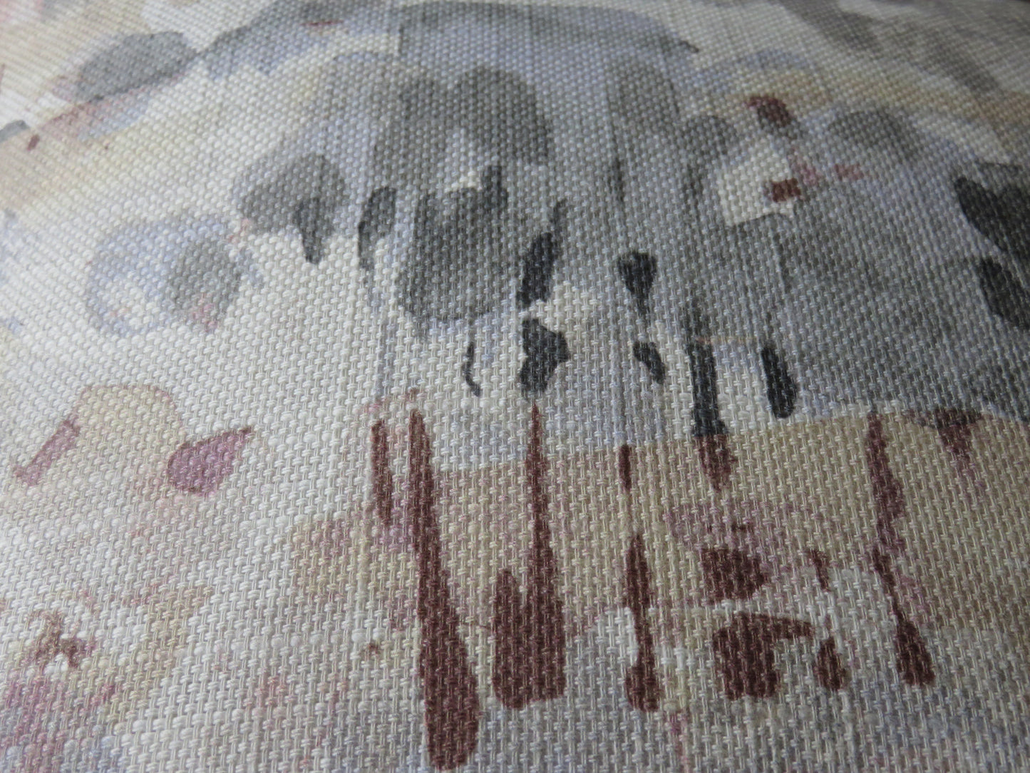 Watercolor Landscape Pillow Cover, Trees and Hills in Cream, Grey, Purple, Pink