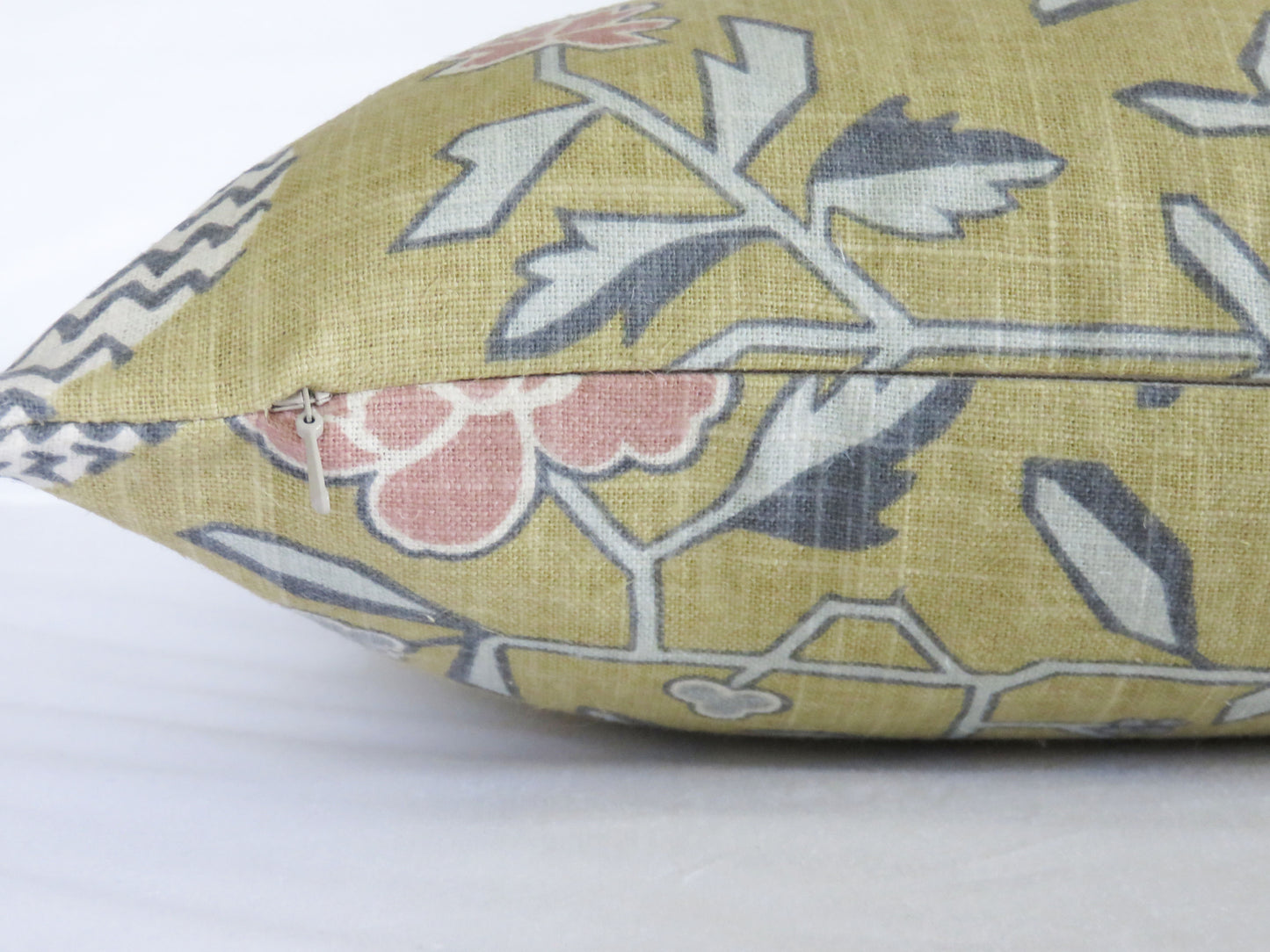 dijon yellow tiger pillow cover made from Richloom theodore in ochre