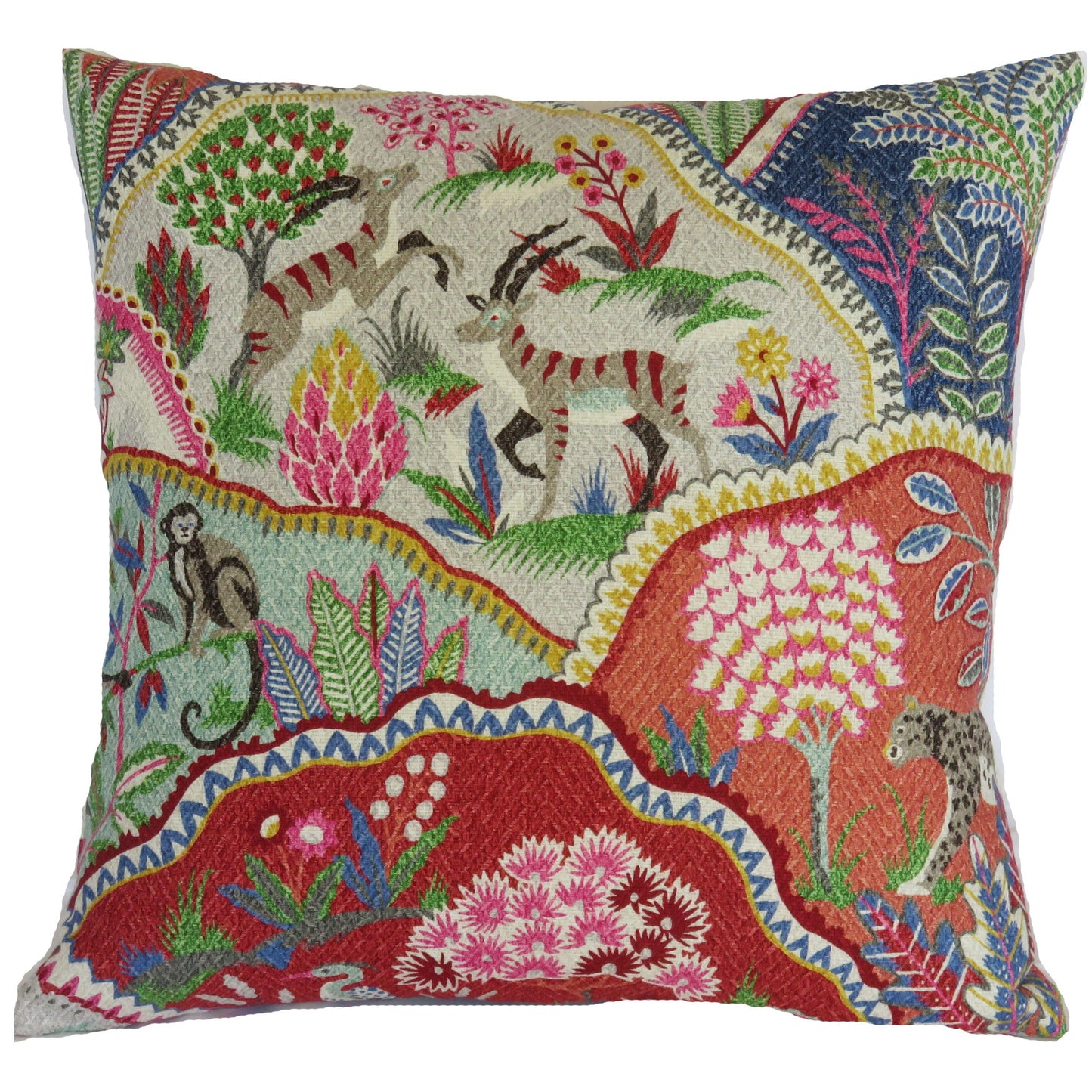 colorful fantasy animal pillow cover made from Kaufmann Zoologic in prism