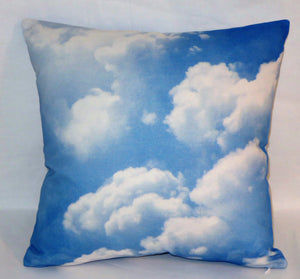 Blue sky clouds pillow