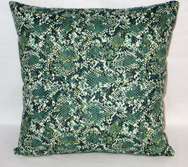 Green snakeskin print pillow
