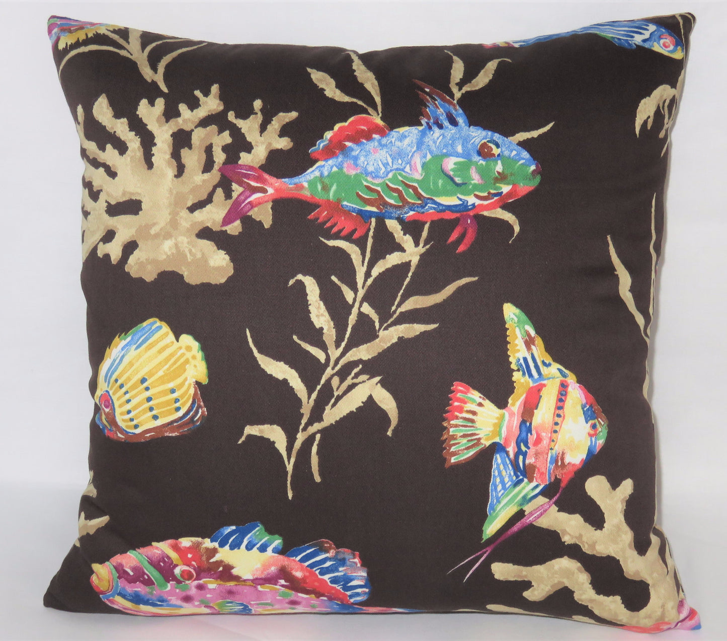 Black tropical fish pillow