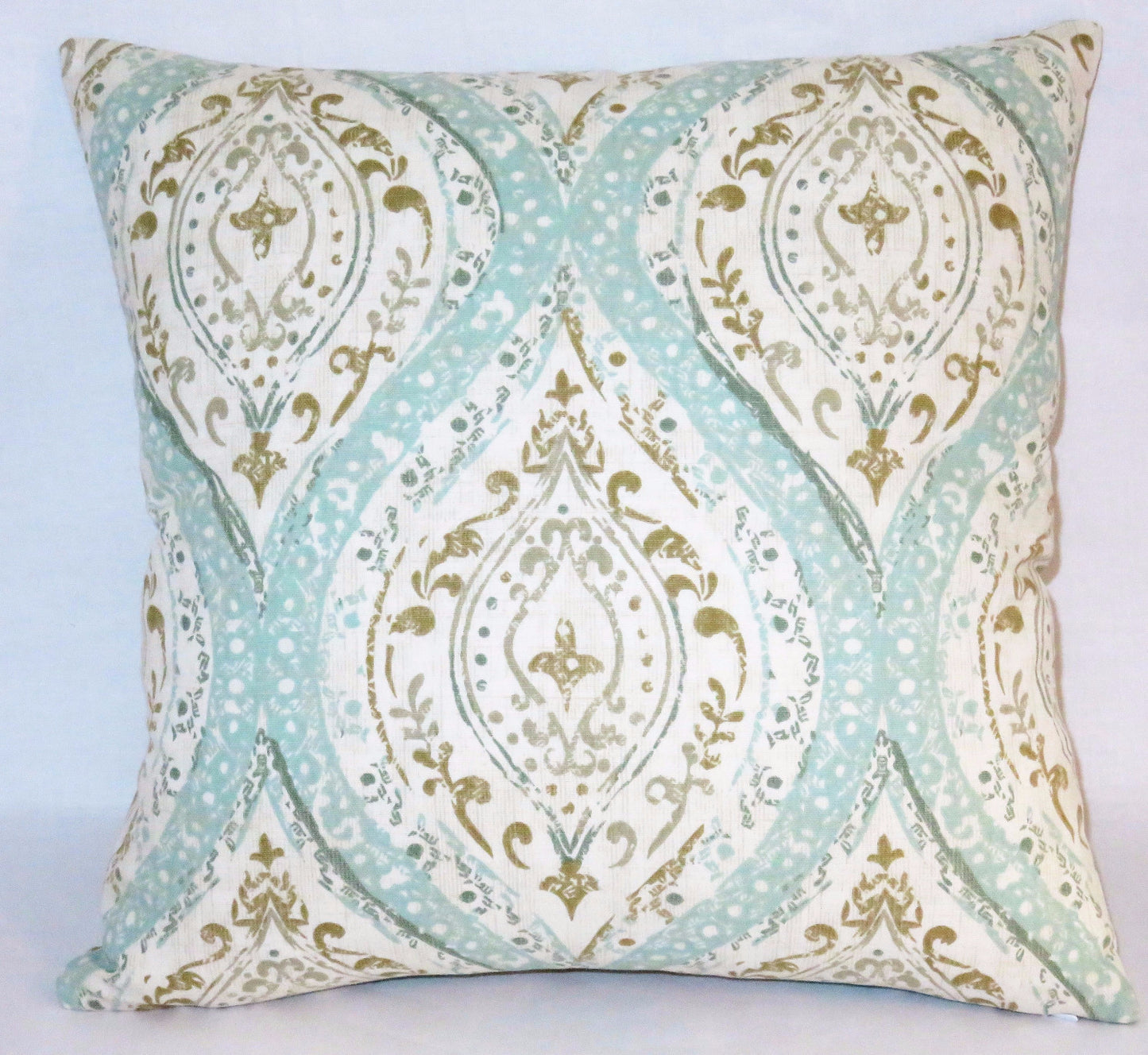 Aqua tan medallion pillow