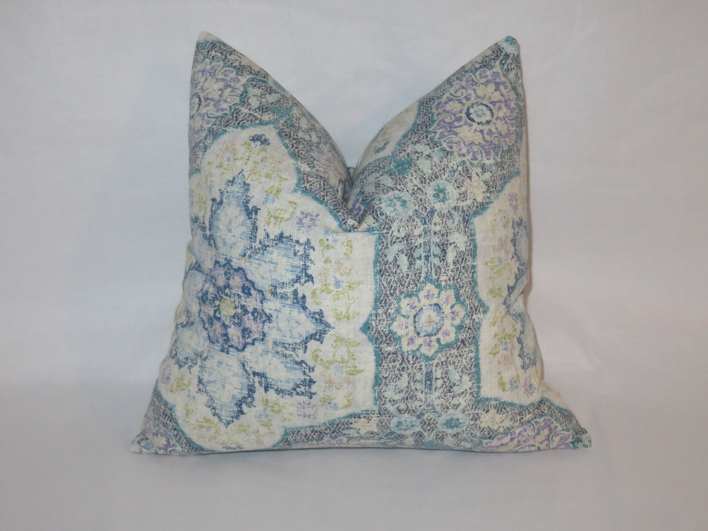 Blue Medallion Pillow Cover, Navy Teal Lavender, P. Kaufmann Toscana Tile