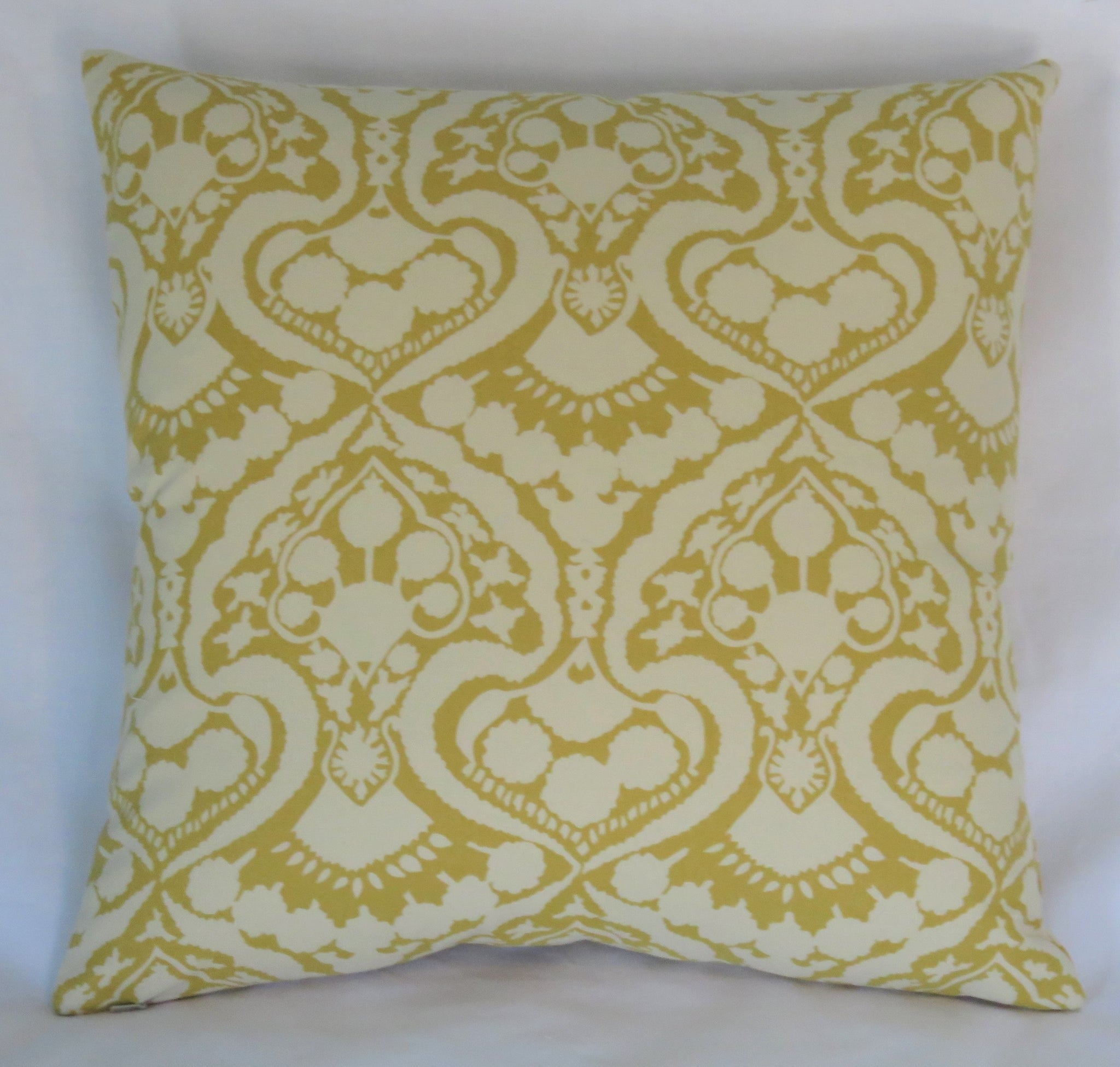 Gold and Ivory damask print pillow cover