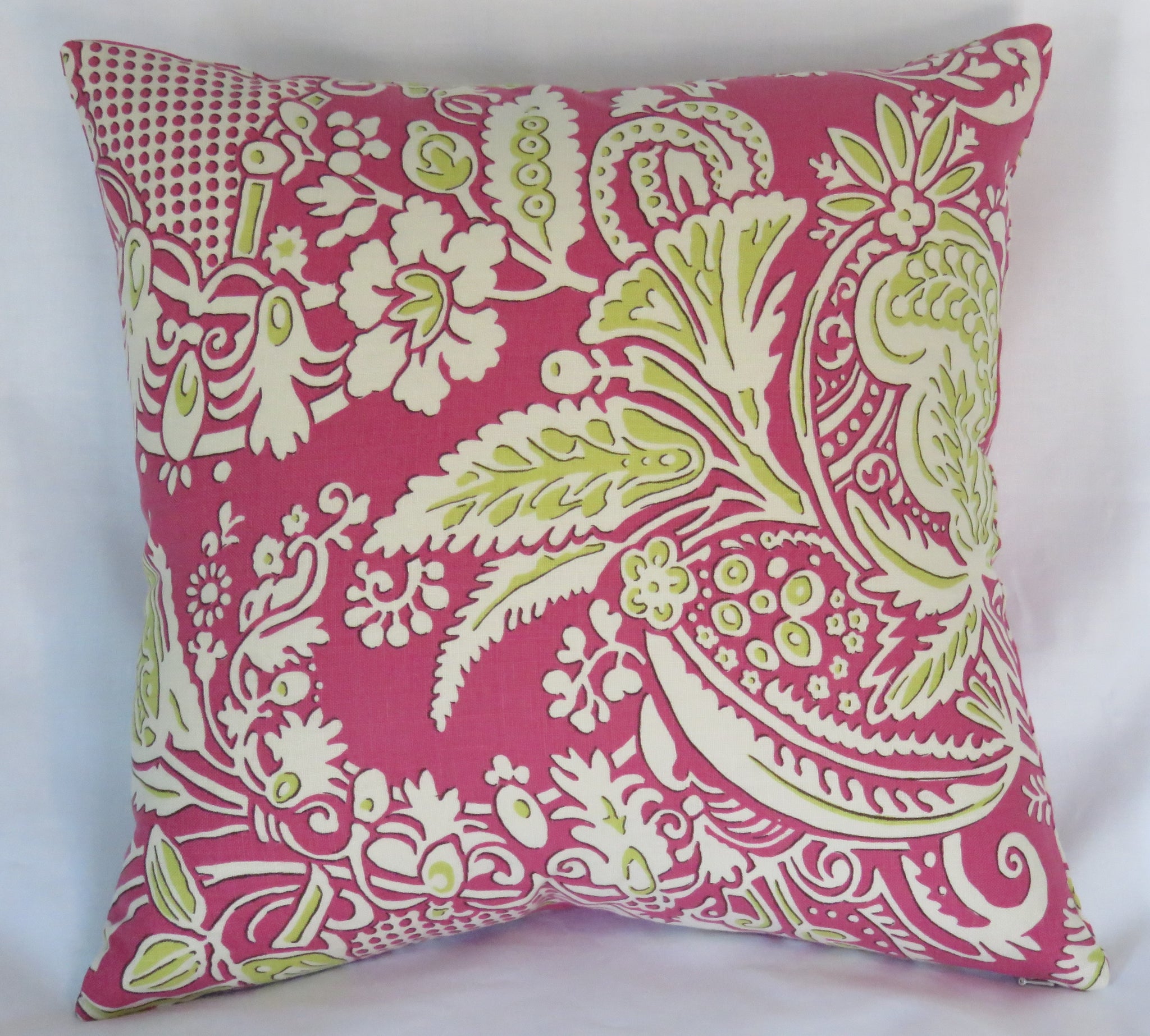 Fuchsia Lime Green Floral Pillow Cover