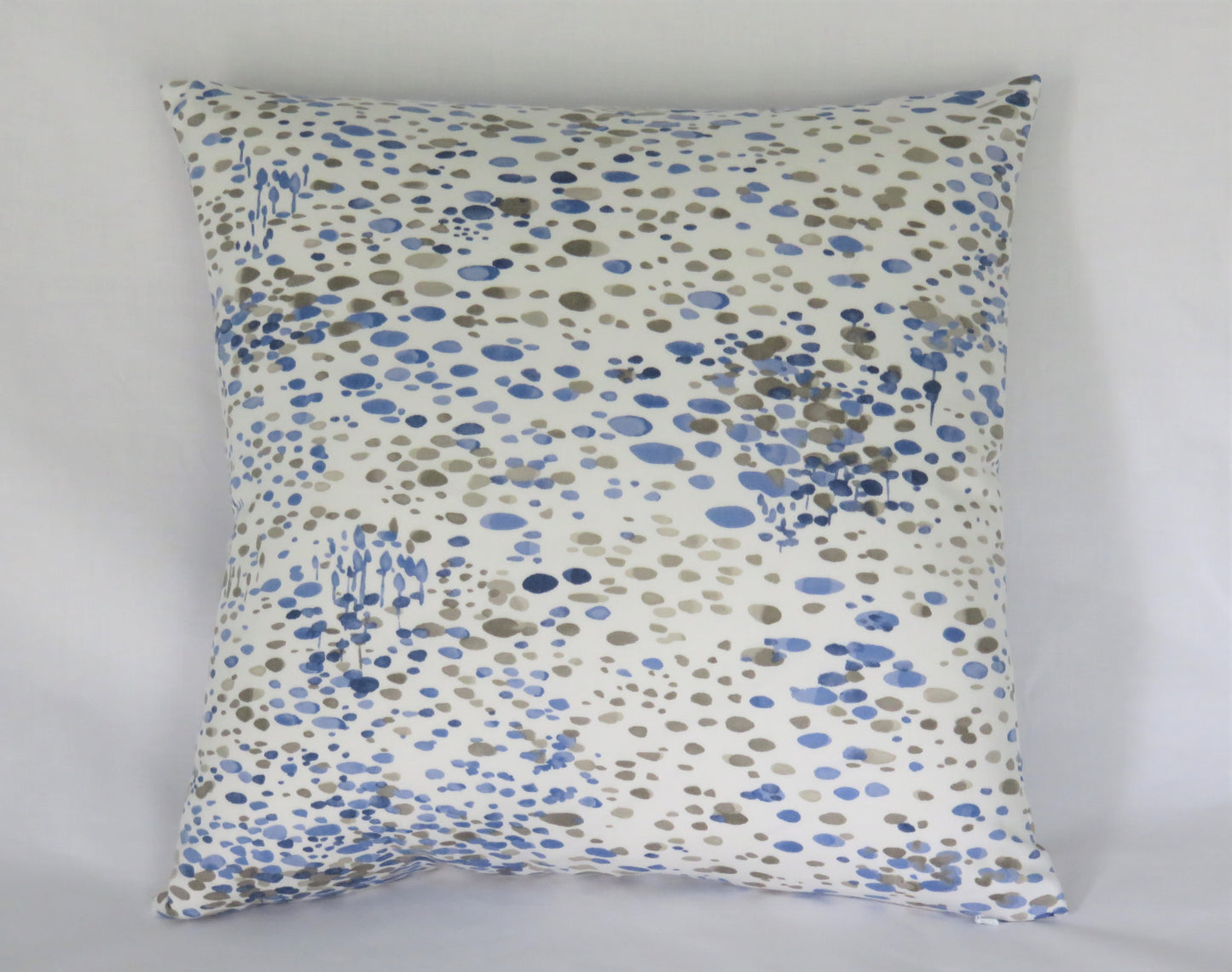 blue grey white spattered pillow cover