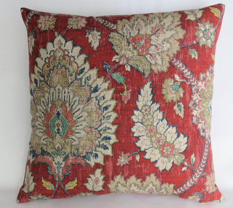 red indienne floral medallion pillow