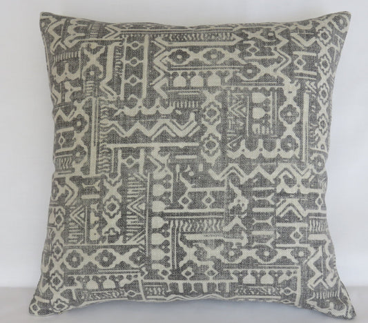 grey and beige tribal print pillow cover covington Tanner