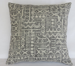 grey and beige tribal print pillow cover covington Tanner
