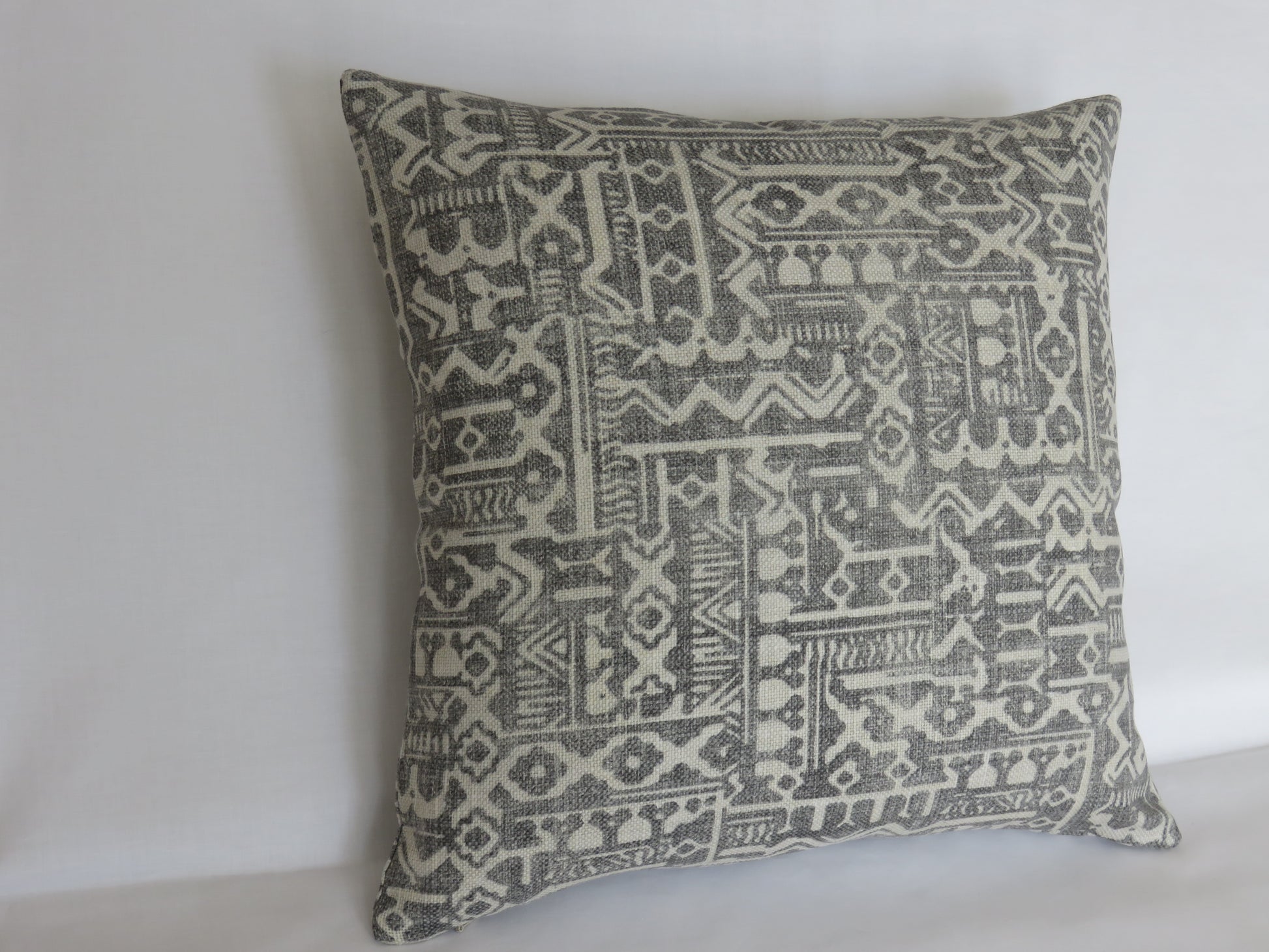 grey and beige tribal print pillow cover covington Tanner