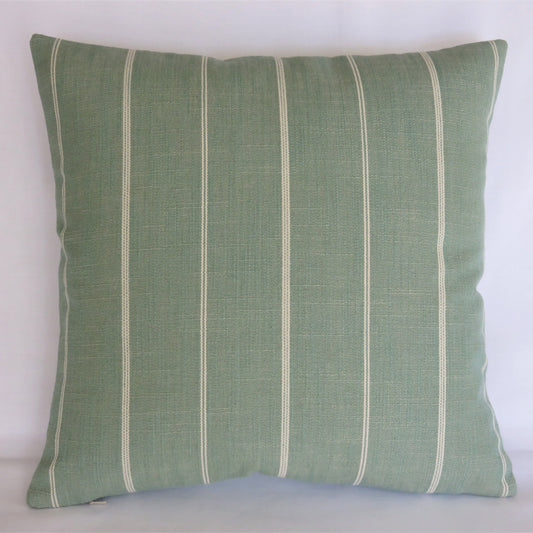 sea green farmhouse stripe pillow cover