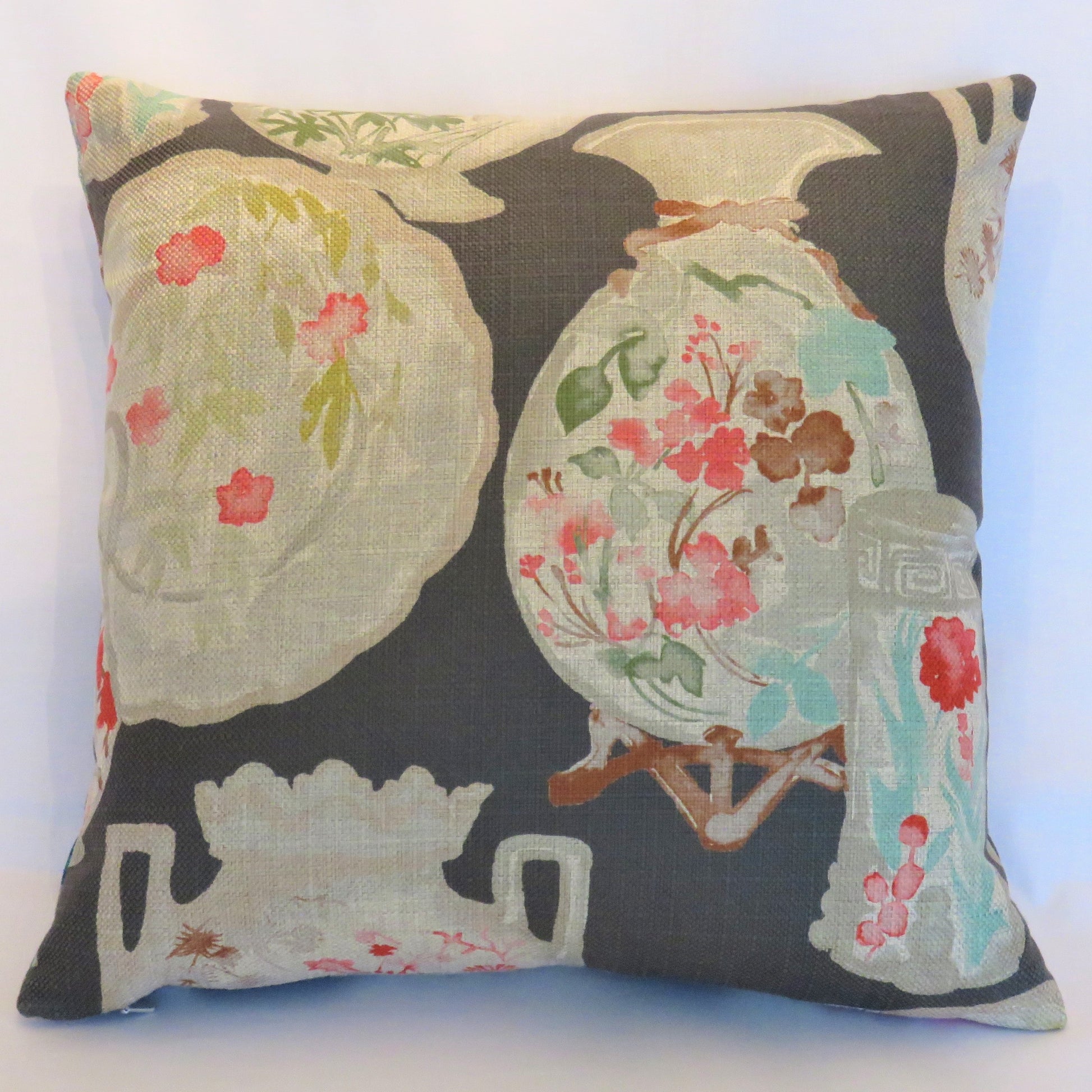 Grey Coral Aqua Pillow Cover with Painted China, Regal Quinn