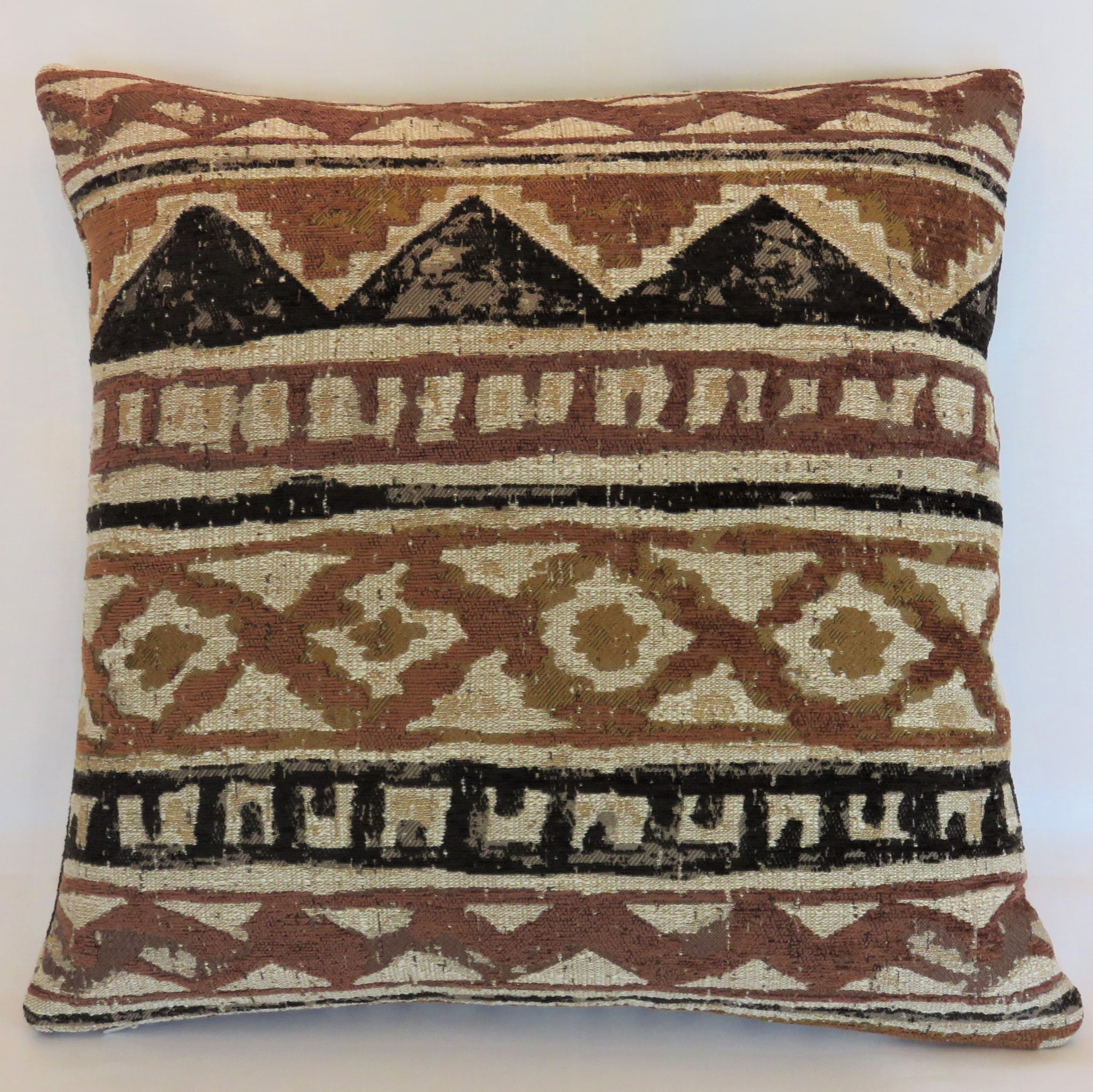 Tribal Mud Cloth Motif Pillow Cover in Brown, Black & Beige