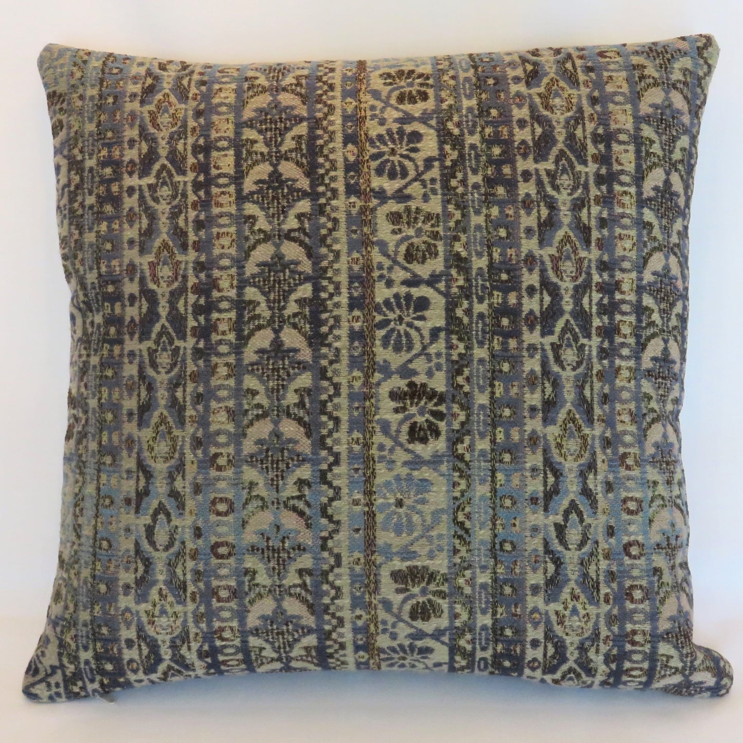 blue & brown sweater stripe pillow