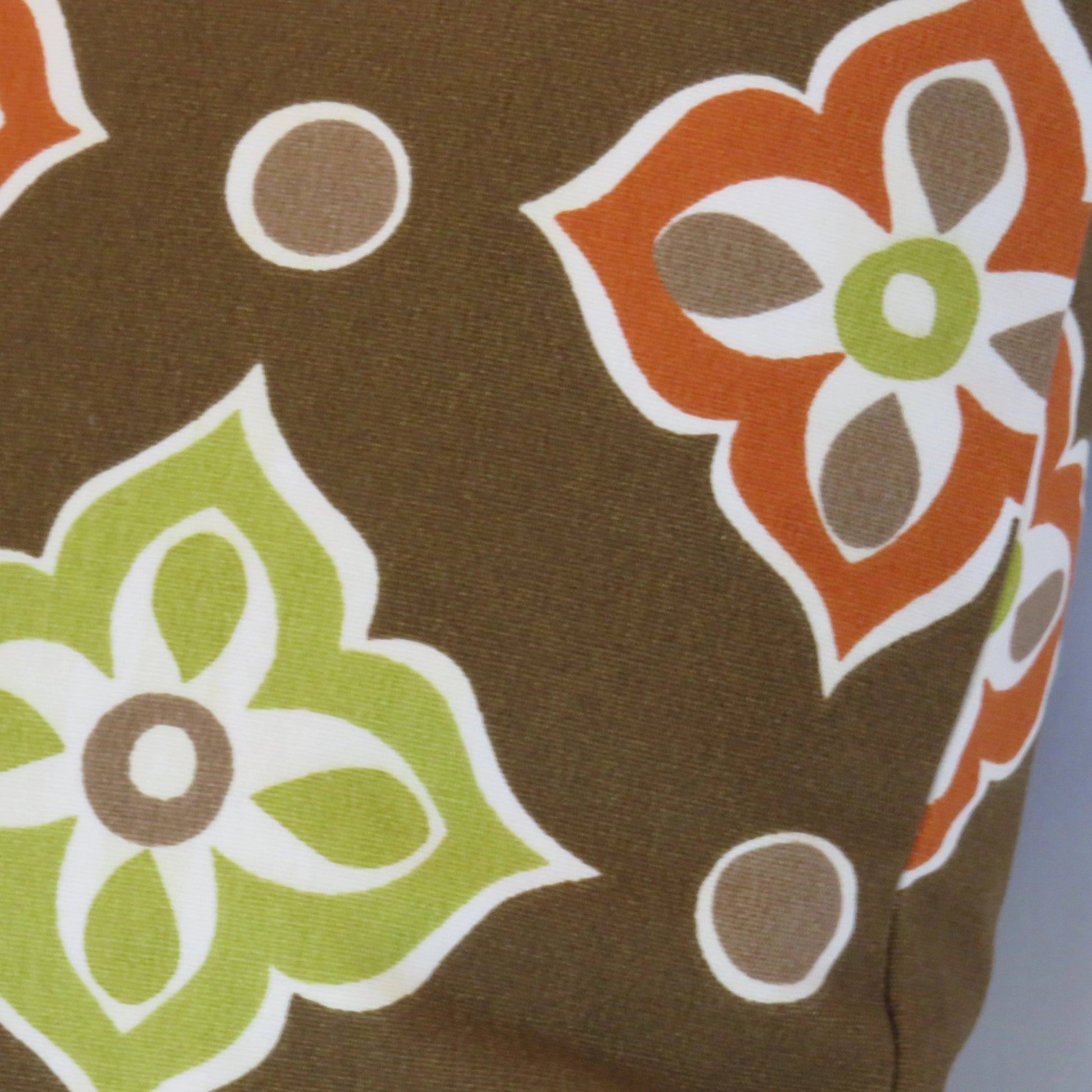 Brown Mod Floral Pillow Cover,  Retro Geometric with Lime and Orange