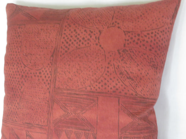 Rust Block Print Pillow Cover, Robert Allen Cassava in Cinnabar