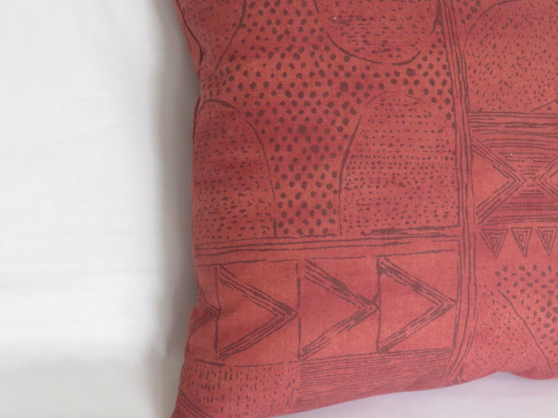 Rust Block Print Pillow Cover, Robert Allen Cassava in Cinnabar