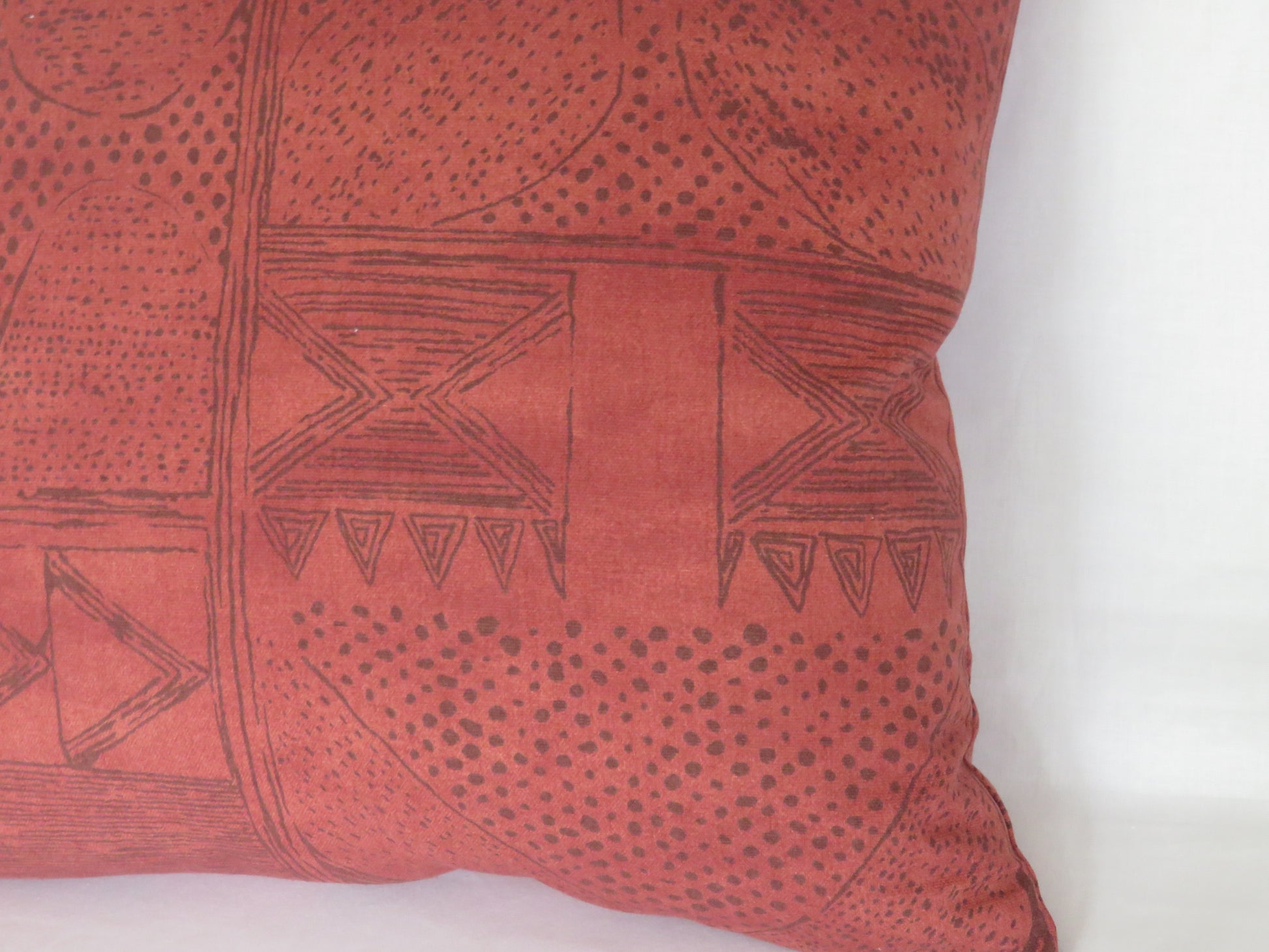 Rust Block Print Pillow Cover, Robert Allen Cassava in Cinnabar