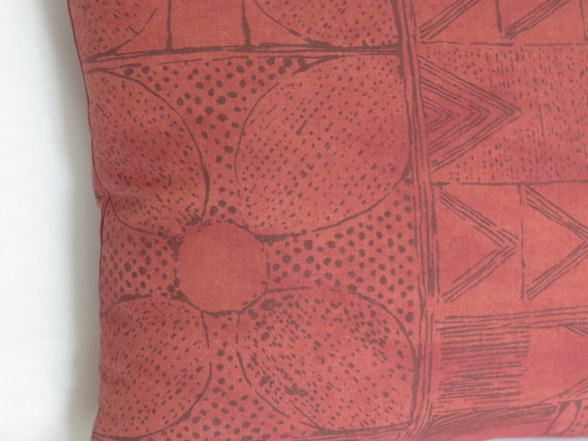 Rust Block Print Pillow Cover, Robert Allen Cassava in Cinnabar