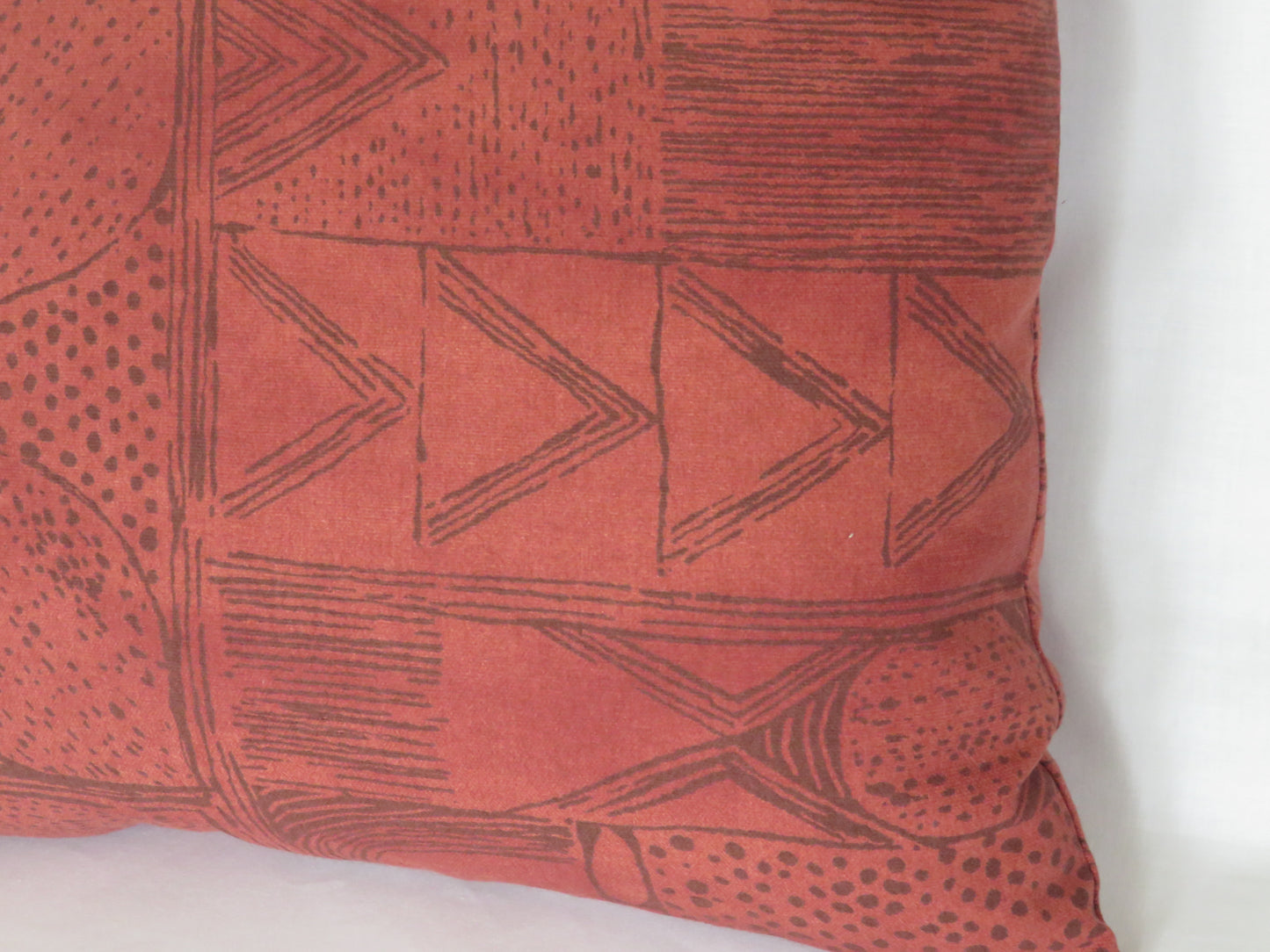 Rust Block Print Pillow Cover, Robert Allen Cassava in Cinnabar