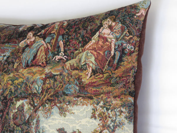 autumn renaissance scenic tapestry pillow