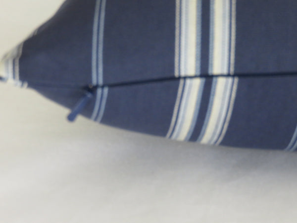 navy blue white nautical ticking stripe pillow cover