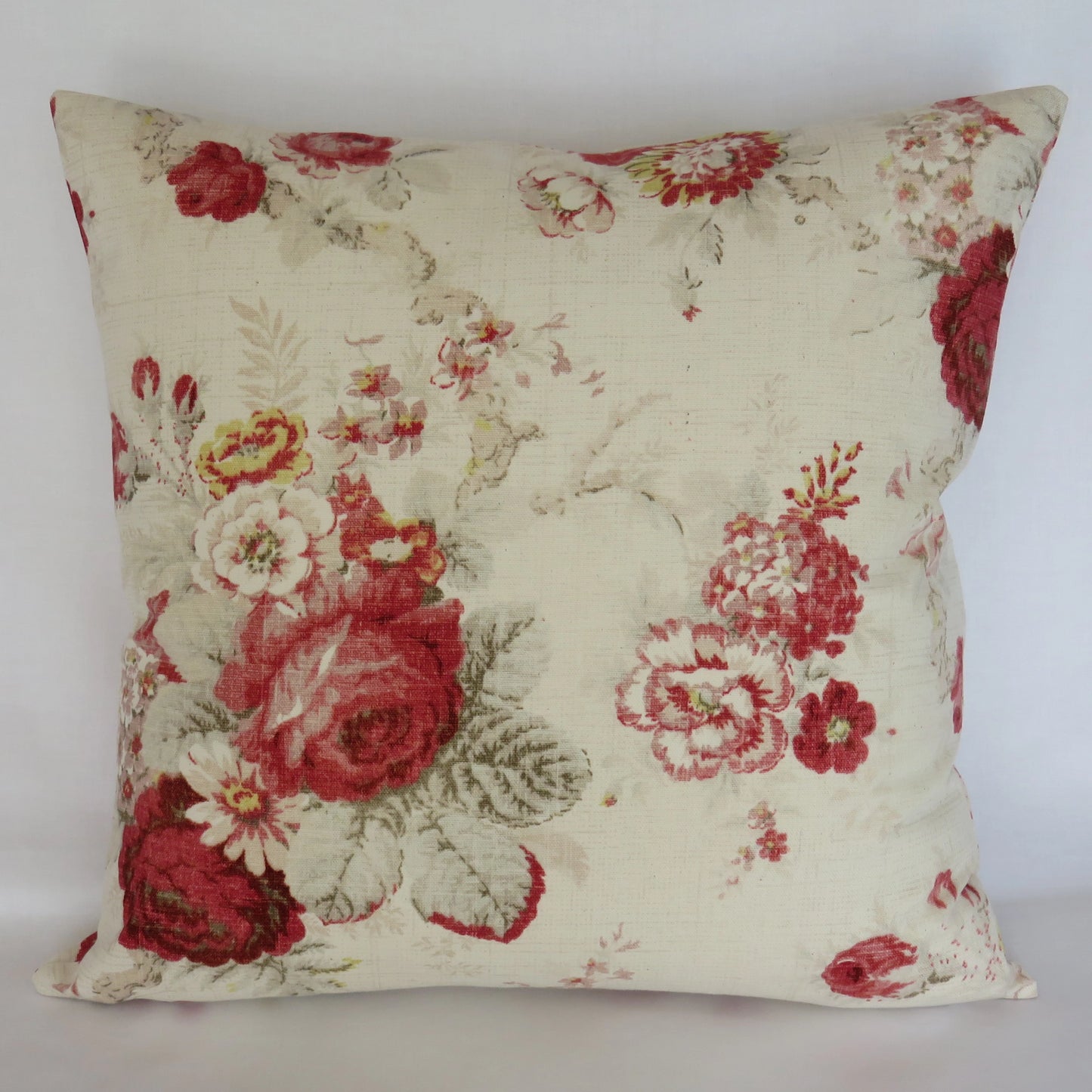 norfolk rose pillow cover waverly cream and red  country floral