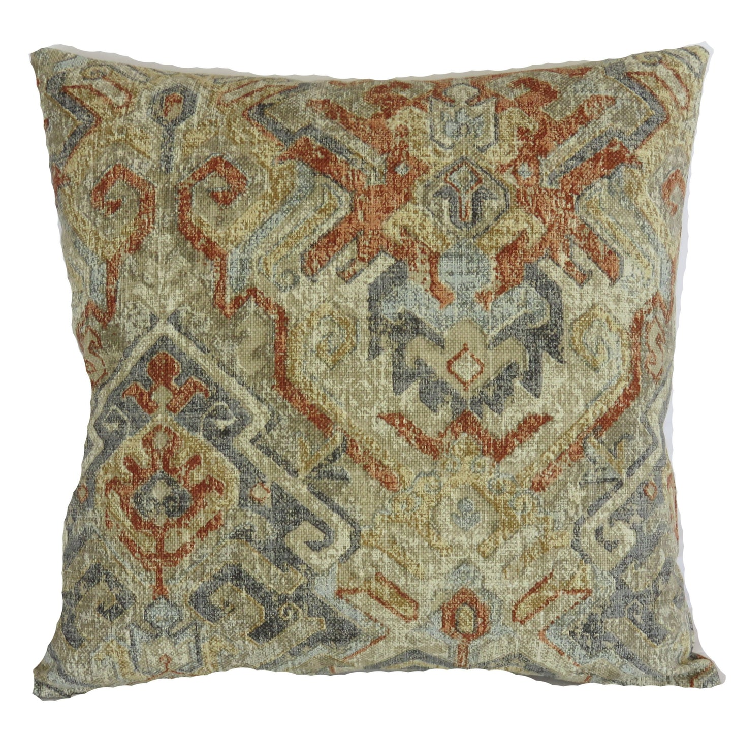 denim blue & terracotta southwest pillow cover