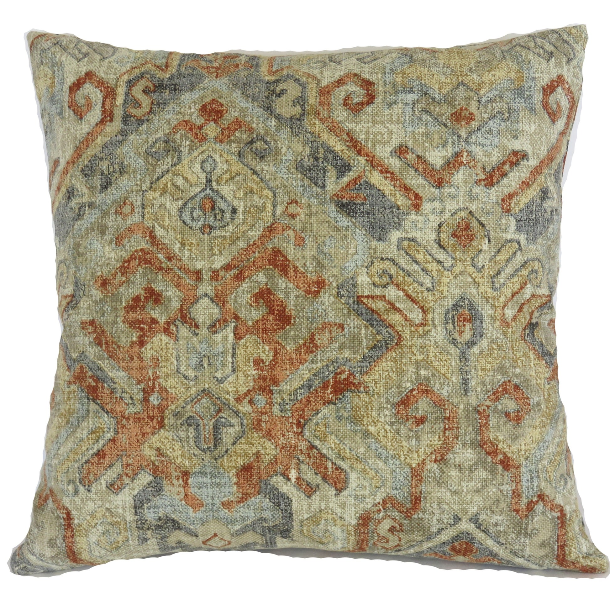 denim blue & terracotta southwest pillow cover