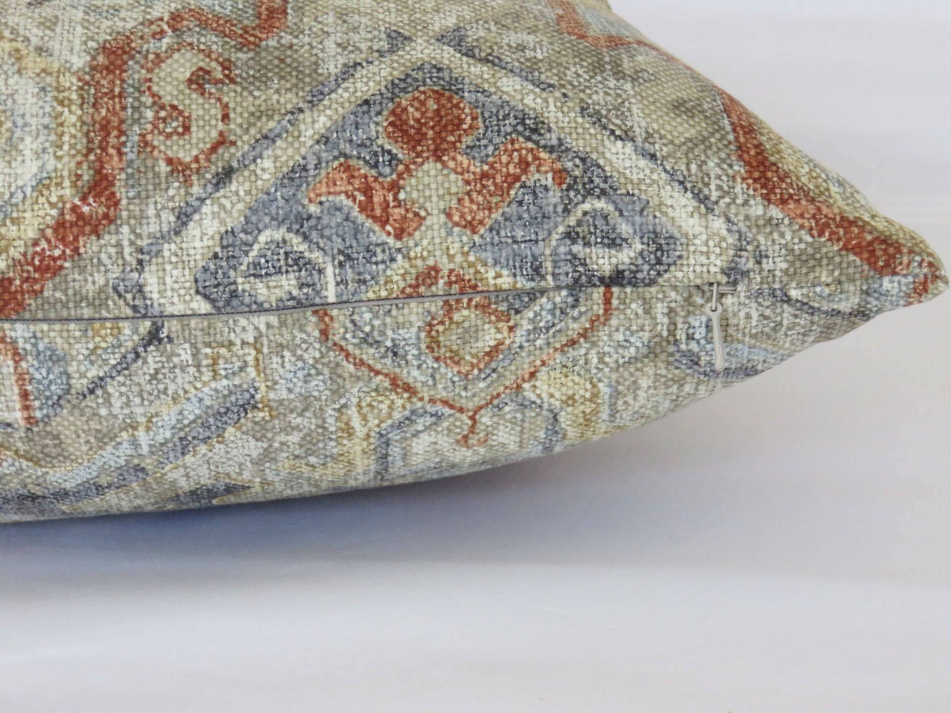 denim blue & terracotta southwest pillow cover