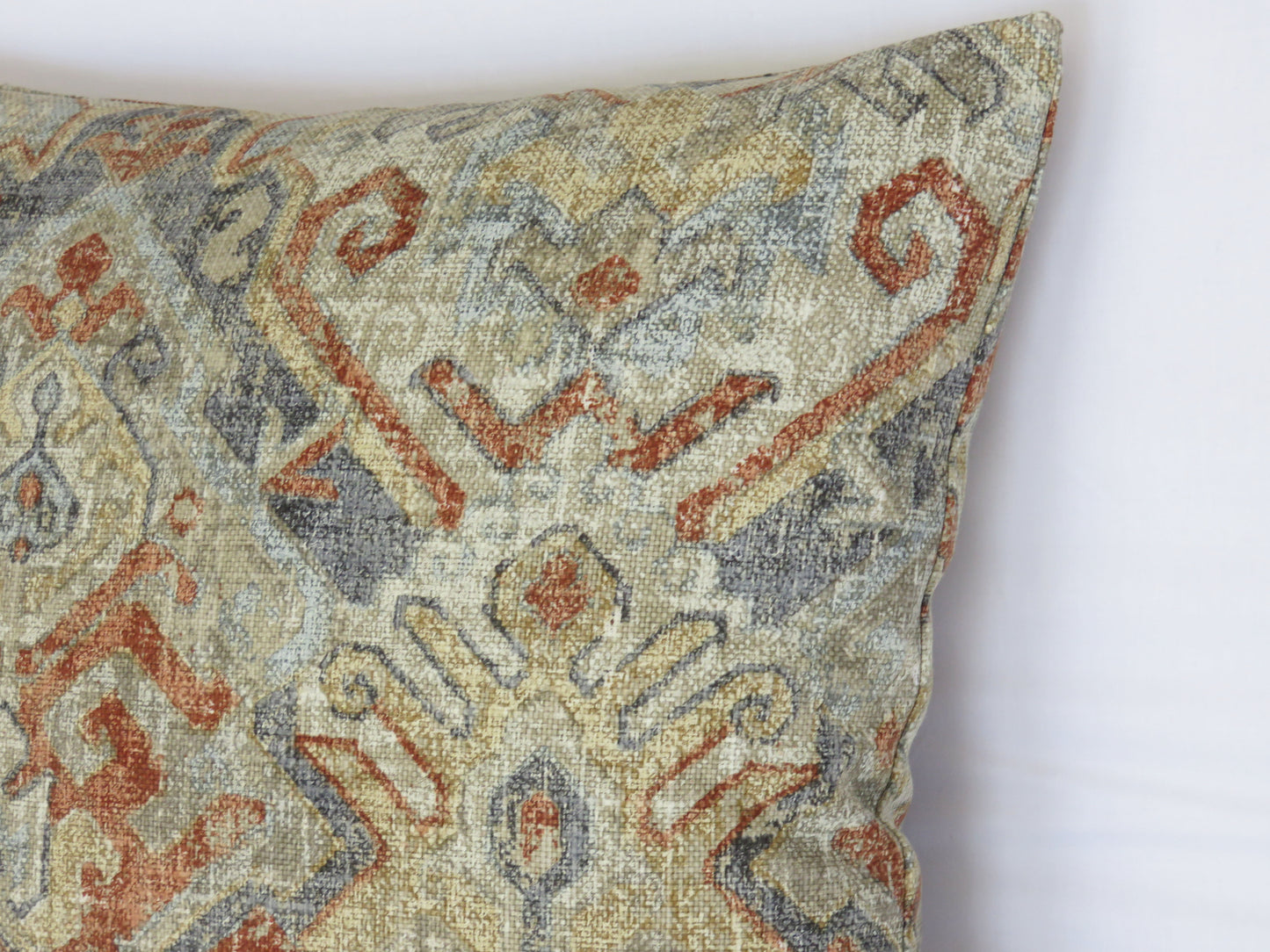 denim blue & terracotta southwest pillow cover