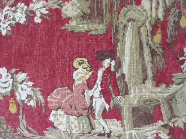 red and gold baroque toile pillow cover