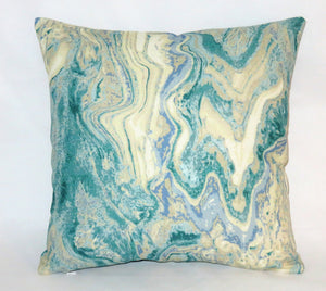 turquoise marble print pillow